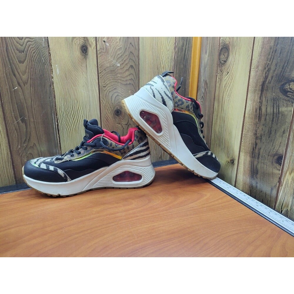 Sketchers Los Angeles The Hunt Shoes Womens 9.5 Black Animal Print Chunky - Picture 5 of 10